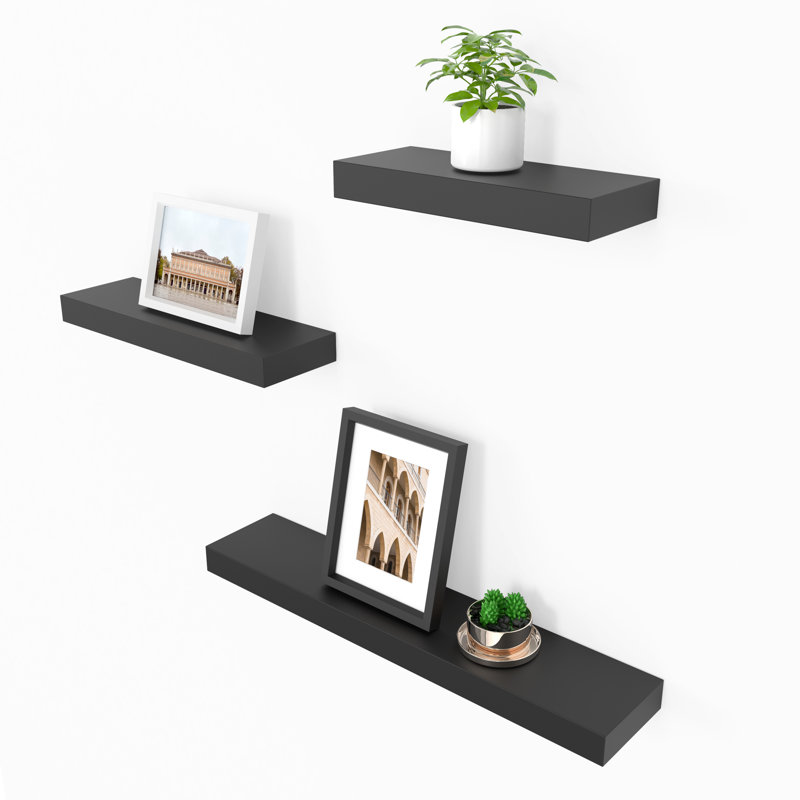Chelsea 3 Piece Floating Shelves Set, Black