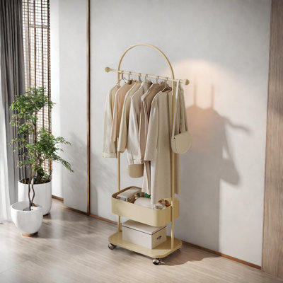 Saddle Leather Coat Rack with Wheels