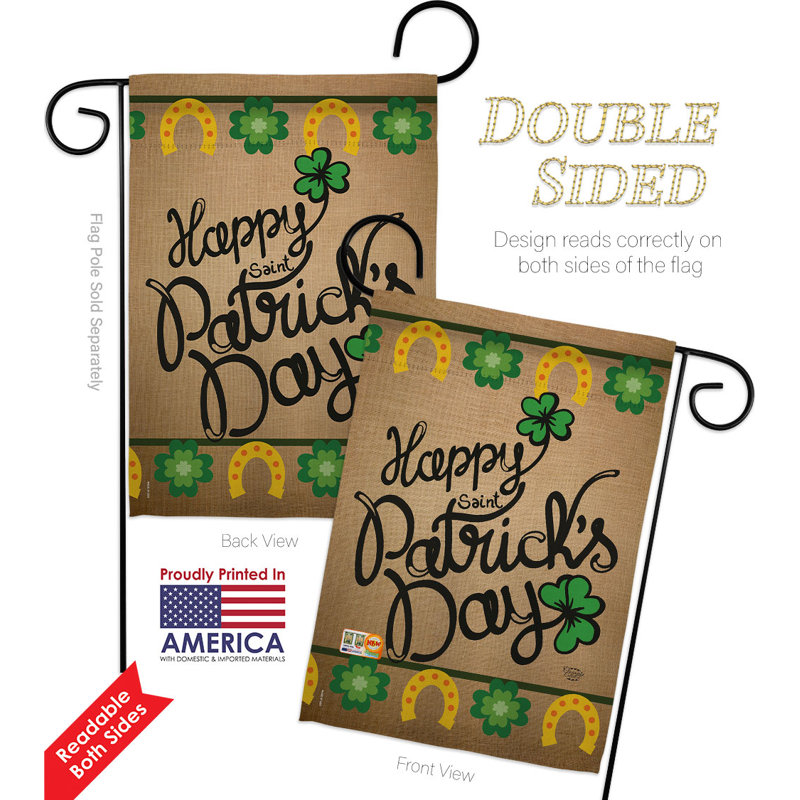 Drapeau de jardin «Happy Saint Patricks Day», H 18,5 po x l 13 po