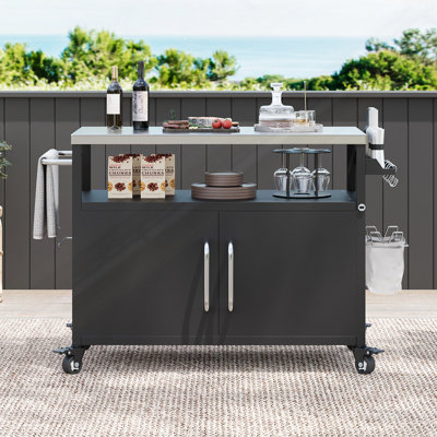 Îlot de cuisine extérieur 54,5 po avec plateau en acier inoxydable