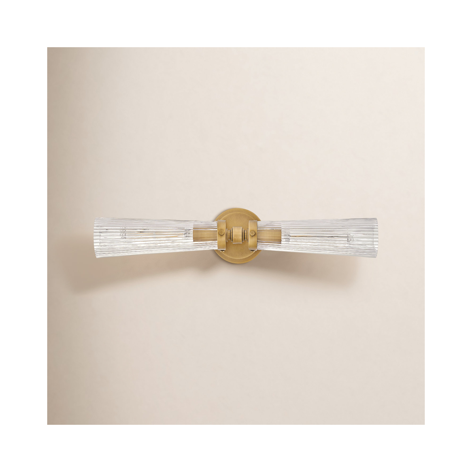 2 Light Transparent Vanity Light, Heritage Brass
