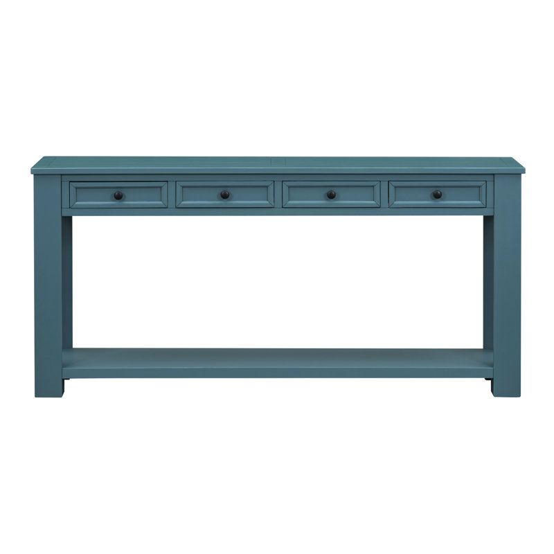 Console Table/Sofa Table With Storage Drawers And Bottom Shelf For Entryway Hallway, Dark Blue
