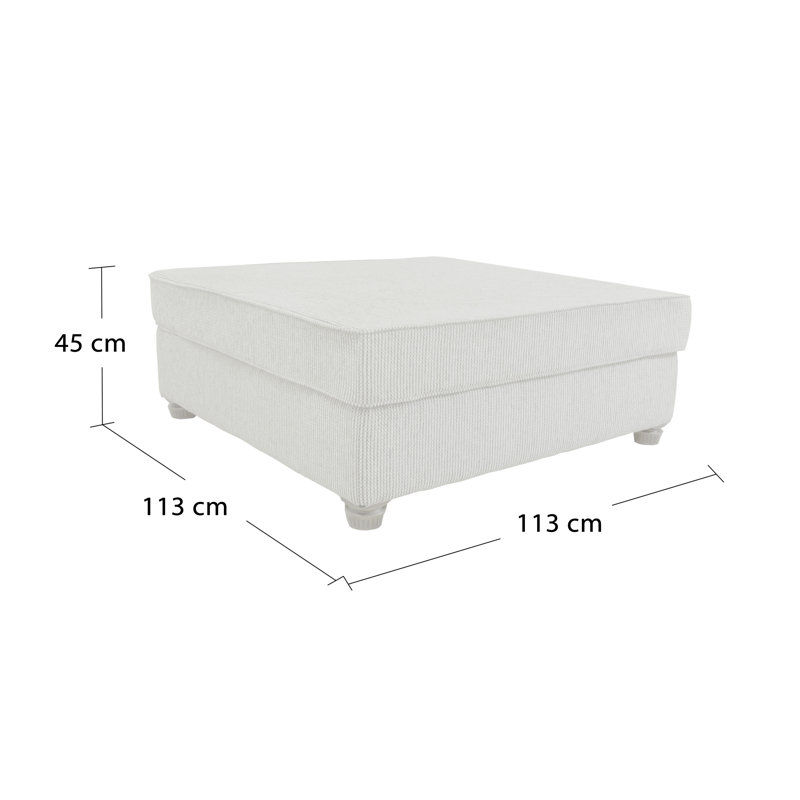 Sarthe 113cm Wide Square Cocktail Ottoman, Tessuto Domino