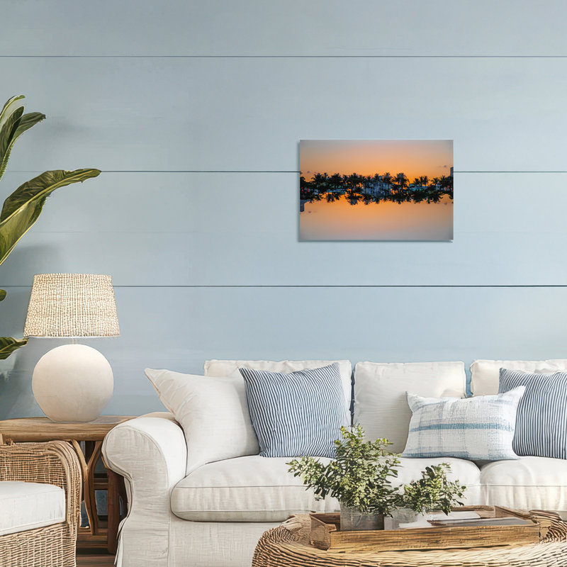 Reflecting Sunset Palms, toile de Robin Vandenabeele, H 16 po x l 24 po