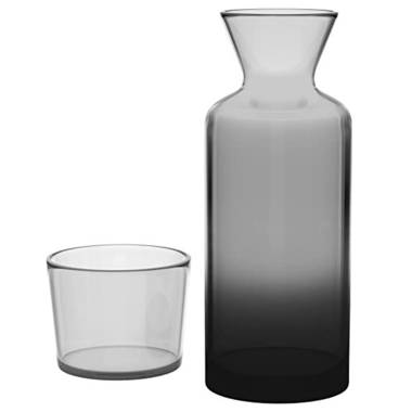 Bedside Water Carafe and Glass Set – 23.6oz Glass Carafe with Lid – Clear / Colored Water Pitcher for Nightstand, Bedroom, Bathroom – Glass Water Cara