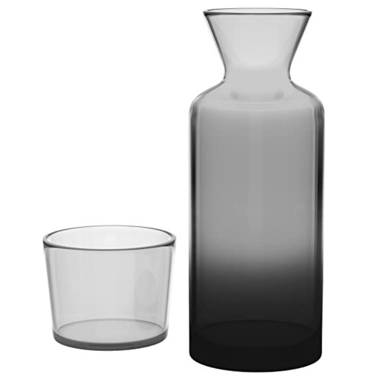 Convenient Glass Bottle Bedside Desktop Water Carafe Transparent Water Jug with Cup, Size: 23.2X9.8CM