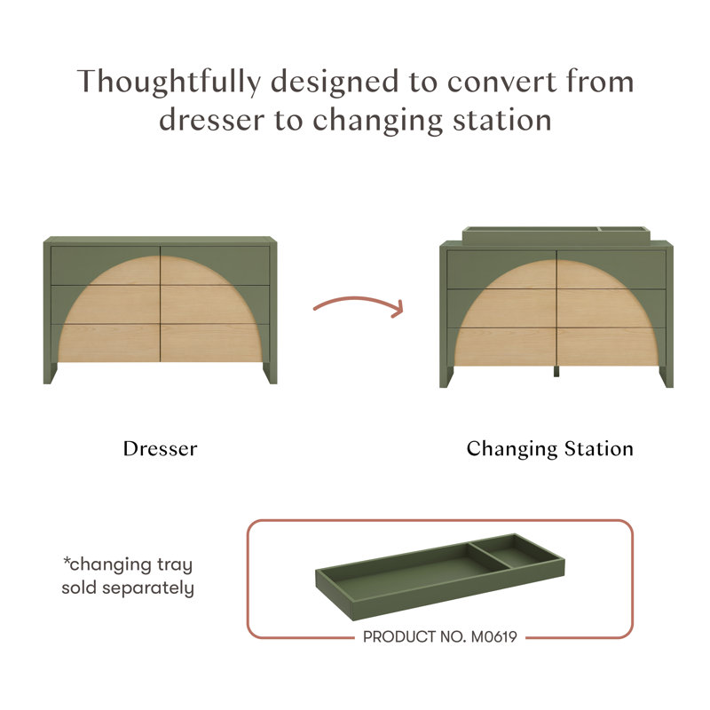Moab 6-Drawer Assembled Dresser, Olive/Ash
