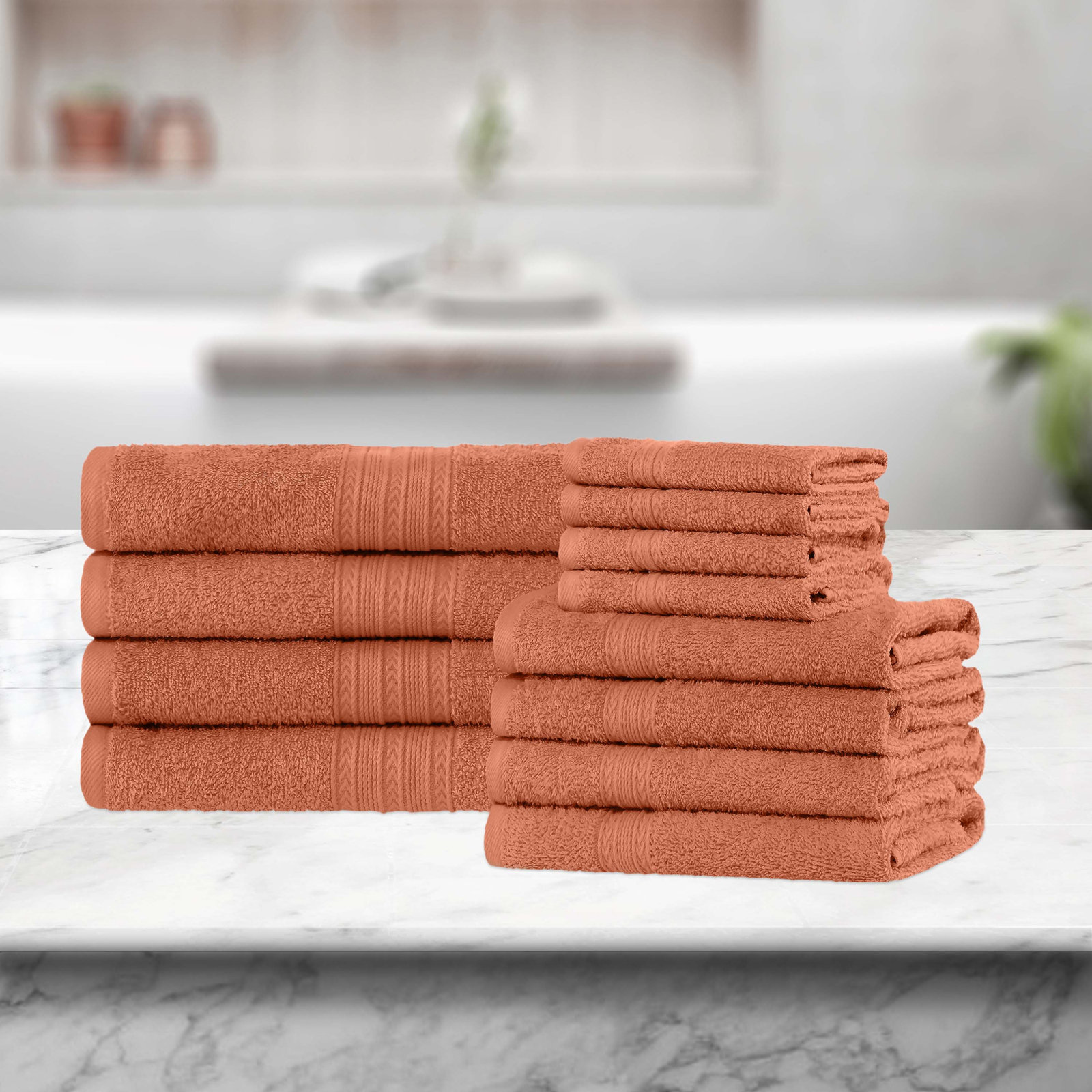 12-Piece Cotton Towel Set, Copper