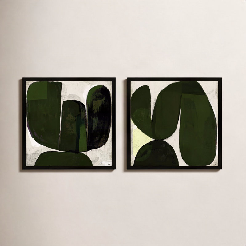«Vanessa Succulent», ensemble de 2 - 2 pièces de cadres photo sur papier, H 44 po x l 44 po x P 1,25 po, Noir