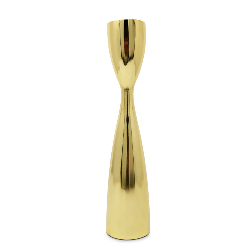 Elegant Gold Metal Tabletop Candlestick, 10" Height