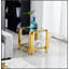 Table de bout carrée de 20 pouces avec structure moderne en acier inoxydable et verre trempé transparent à deux couches, idéale pour le salon et le bureau personnel-1981989055