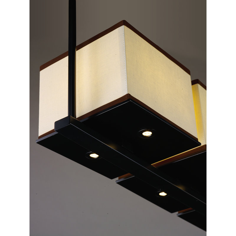 Luminaire suspendu linéaire pour îlot de cuisine 4 lumières Cephas