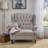 Push Back Recliner  Oversized Leisure Seating for Living Room Neutral Gray Tufted Fabric Wingback-112890766