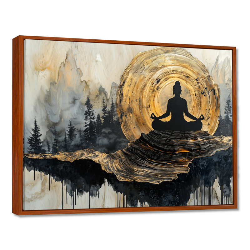 Guth Indian God Meditation Connecting to the Woods II - Hindouisme, art mural, Impression sur cadre flottant, Brun