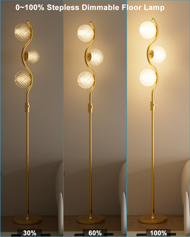 Lampe sur pied moderne en cristal doré à intensité variable avec ampoules G9 3000K Florenzo