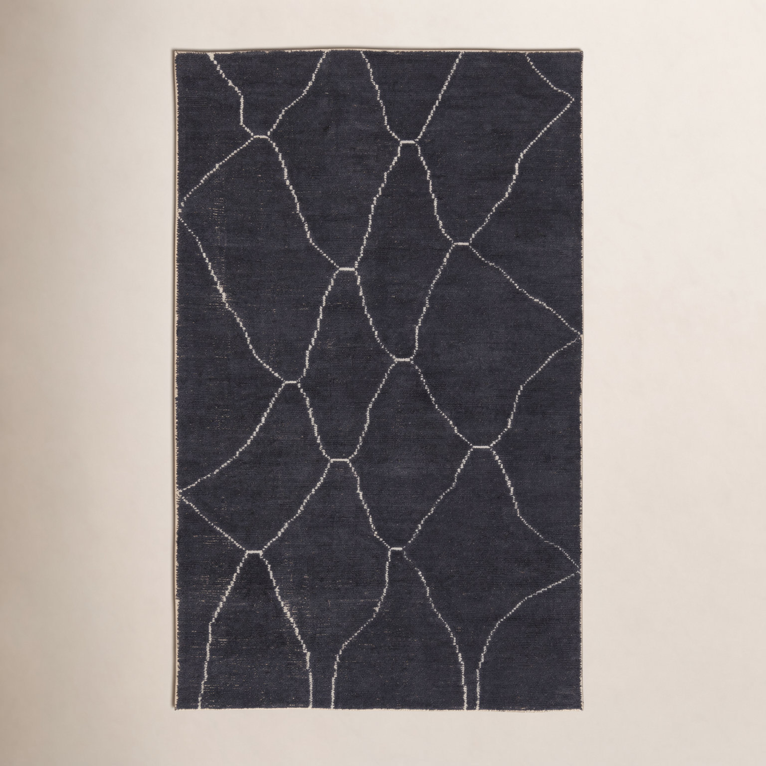 Rowan Black White Hand-Loomed Geometric Rug, Rectangle 5' x 8'