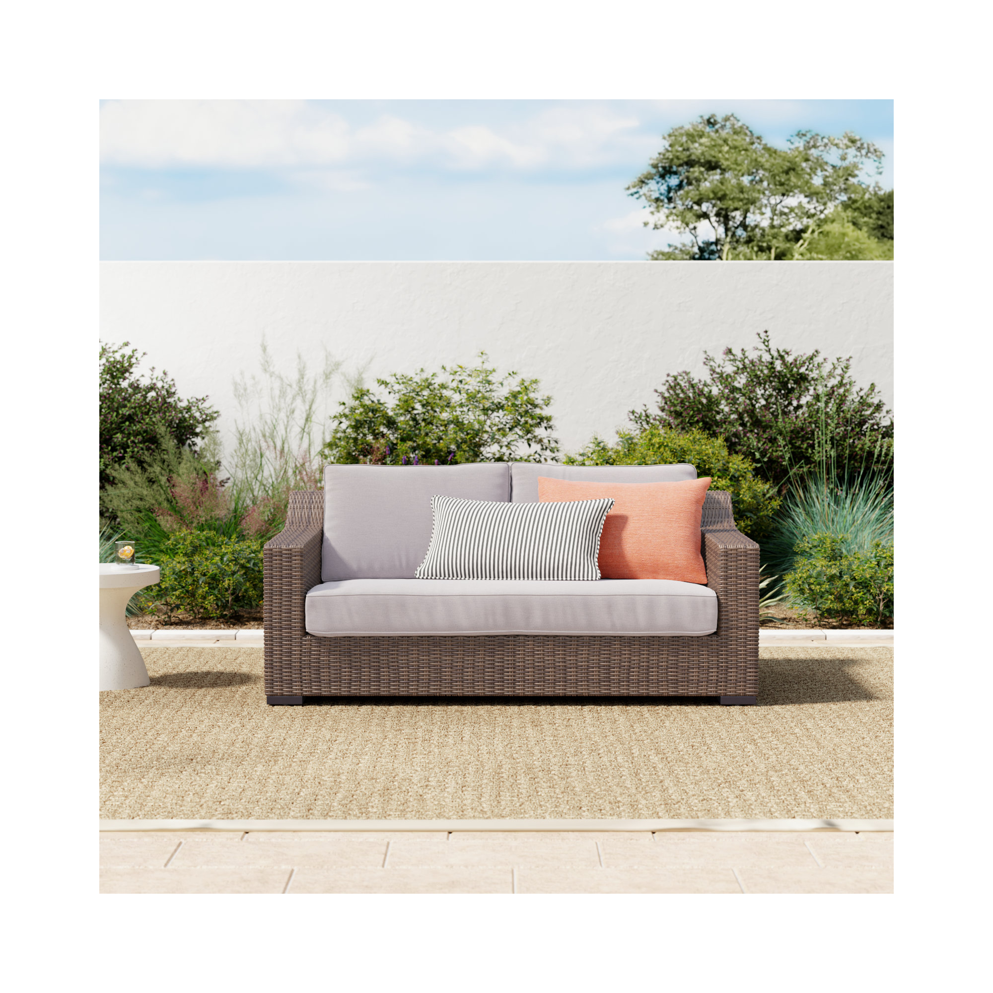 Manhattan Rustic Wicker Rattan Loveseat