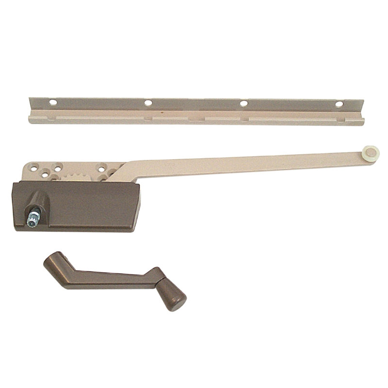 Prime-Line Diecast Left-Hand Casement Window Crank Operator for Wood or Vinyl Windows, 9-1/2 In. Arm, Bronze (Single Pack)