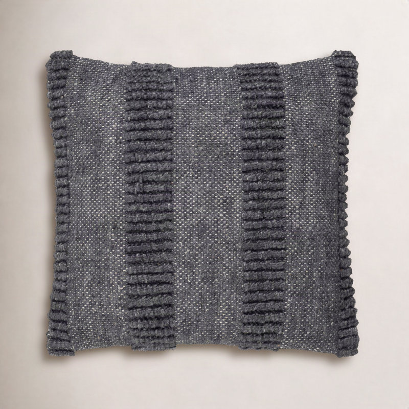 Fernan Striped Throw Pillow, Dark Gray, 18"H x 18"W, Polyester/Polyfill