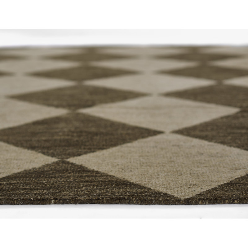 Winnie Wool Geometric Area Rug in Brown/Tan, Rectangle 6'3" x 9'