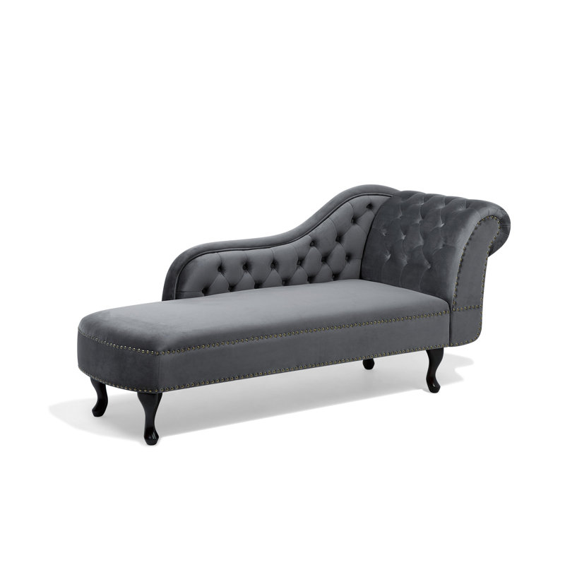 Jeb Velvet Chaise Lounge, Right Hand Facing, Grey