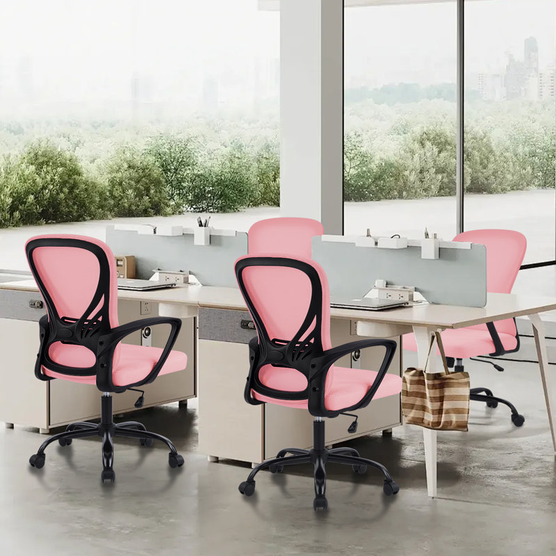 Chaise de travail ergonomique en filet à dossier large, Rose