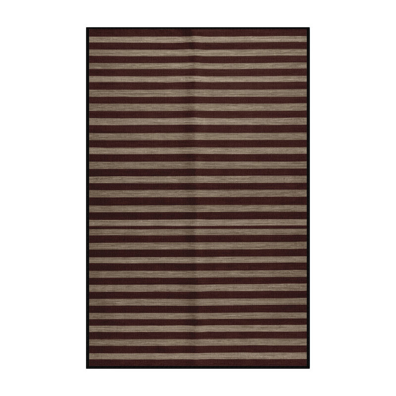 Machine Washable Horizontal Stripes Black Area Rug, Rectangle 6' x 9'