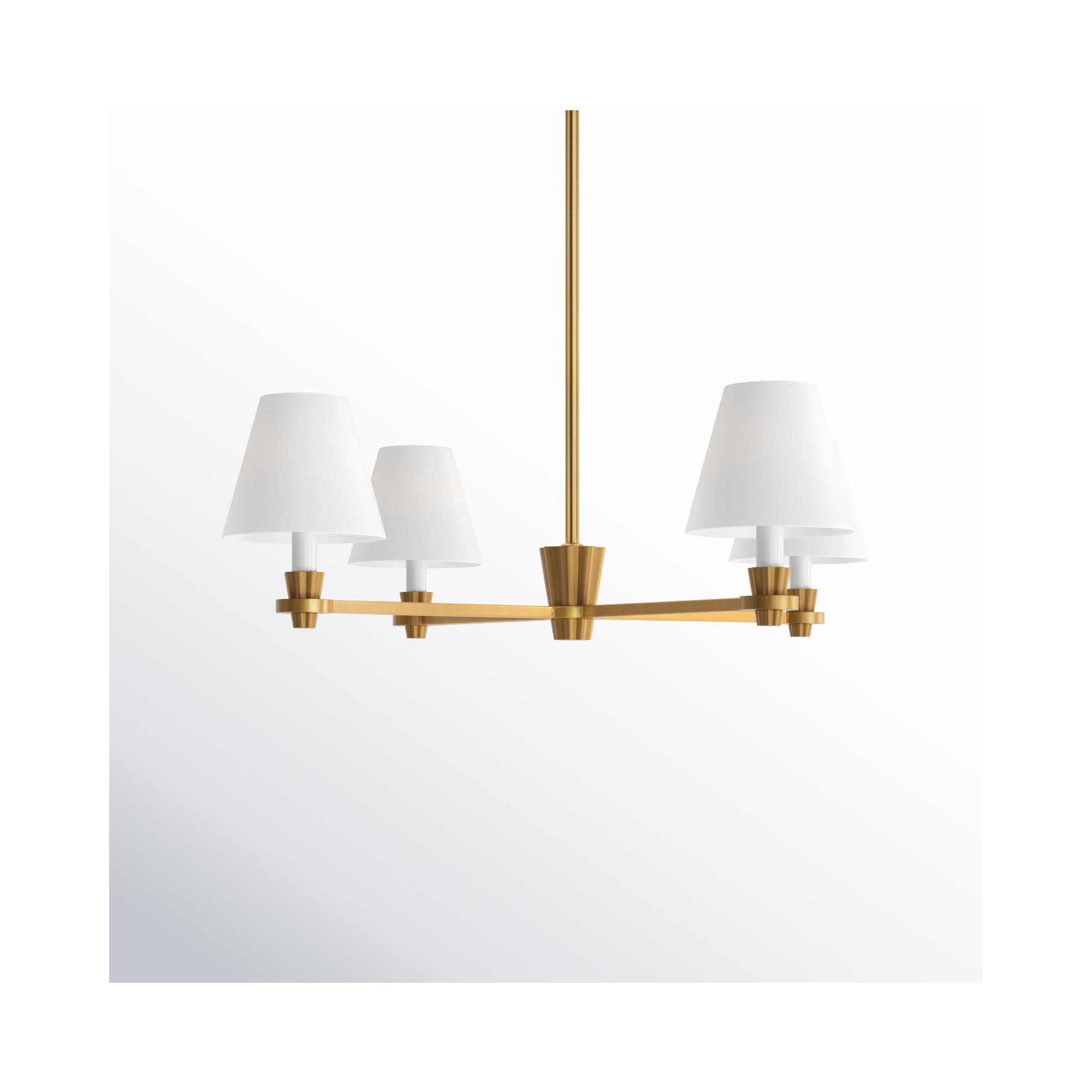 4 - Light Metal Dimmable Chandelier, Burnished Brass