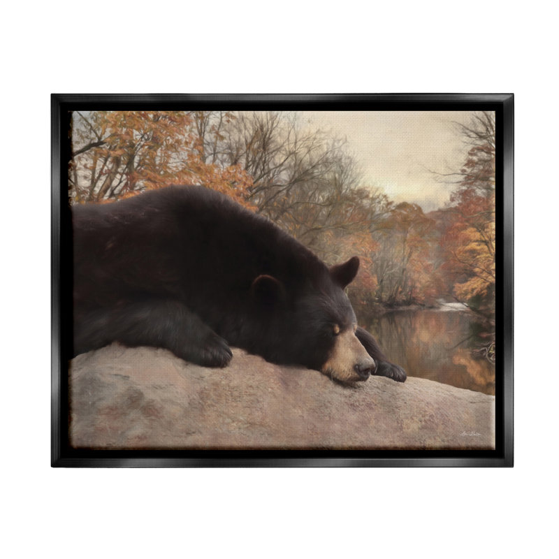 «Resting Bear Autumn Foliage Lake Floater», art mural par Lori Deiter, H 25 po x l 31 po x P 1,7 po