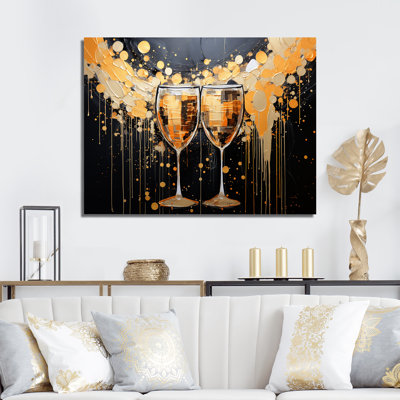 Gold And Black Champagne Essence  Champagne Wall Art