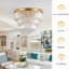   6-Light 20" Crystal Chandelier Gold Flush Mount Ceiling Light-567990637