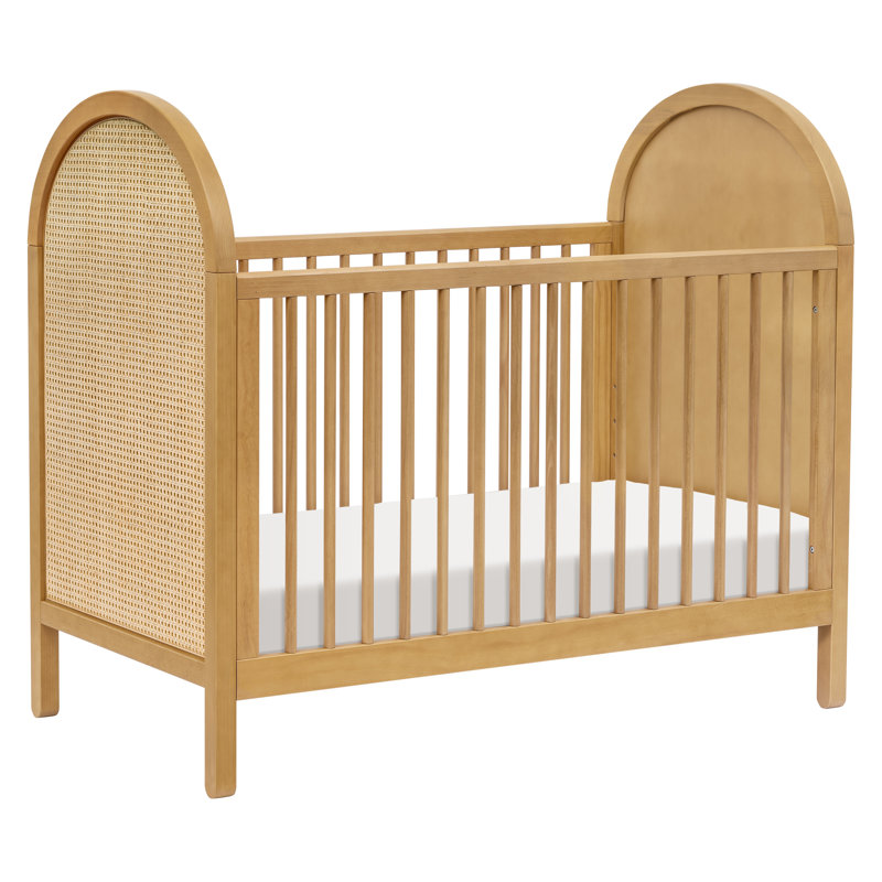 Bondi Cane 3-in-1 Convertible Crib with Toddler Bed Conversion Kit, Honey with Natural Cane