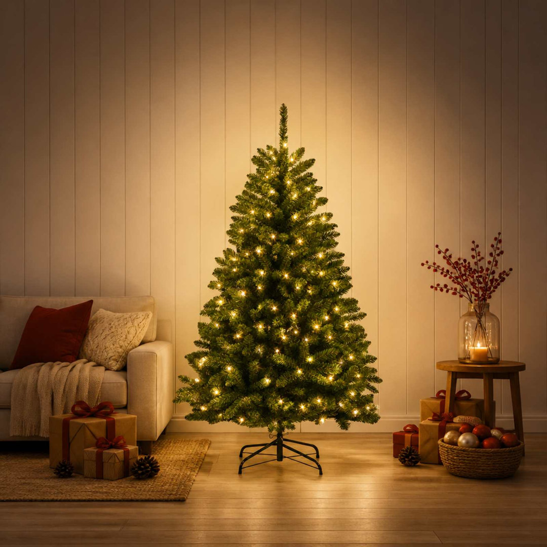 Vidaxl Artificial Hinged Christmas Tree 120 Cm 150 Leds Warm White - Image 3