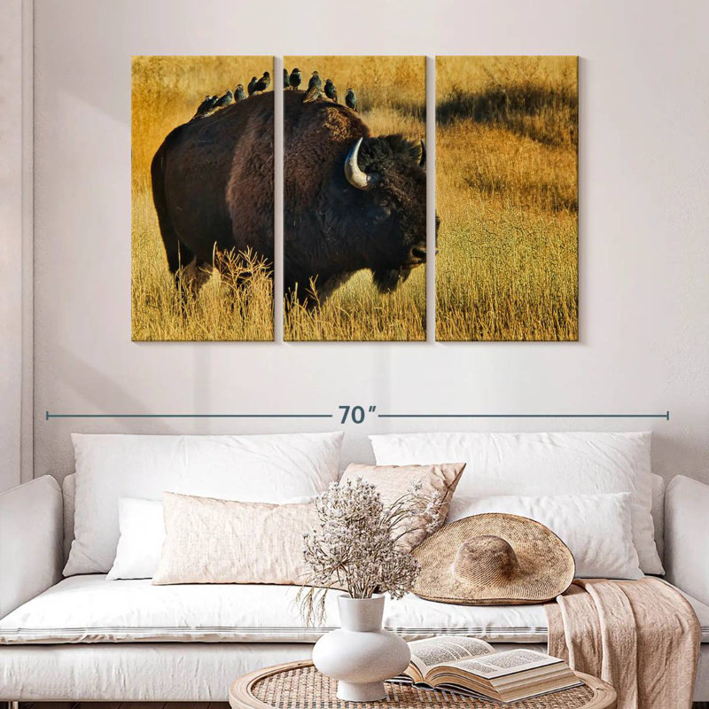 Brampt Birds On Bison, 32" H x 50" W