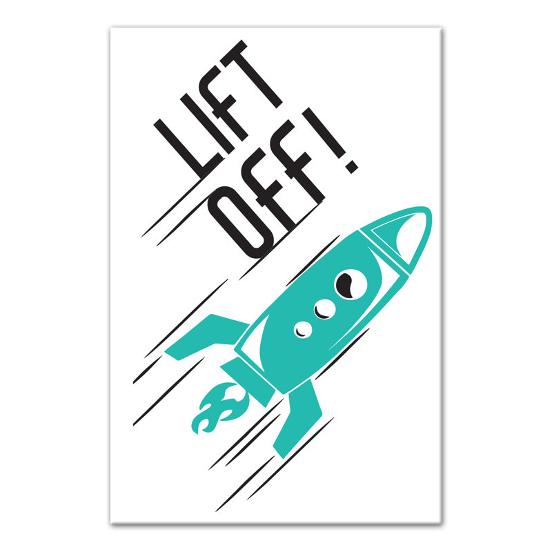 Art sur toile relevable rocket Braswell, H 18 po x l 12 po x P 1,25 po, Bleu sarcelle