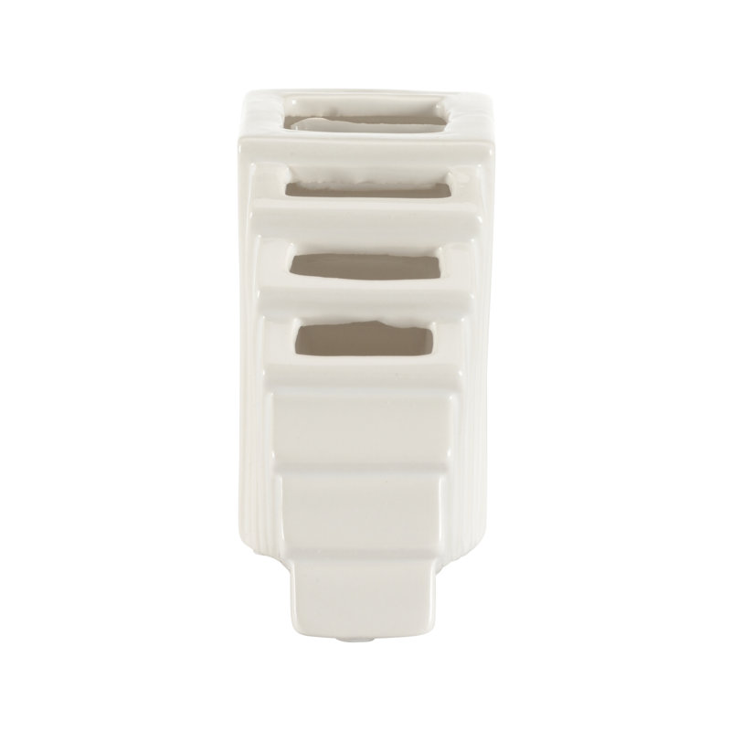 La Feria Vase - White (LG), 5" H x 9' W x 2.75" D