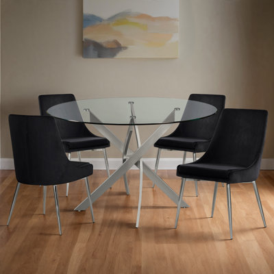 Meridian Furniture Juana Dining Table + 4 Dining Chair Set