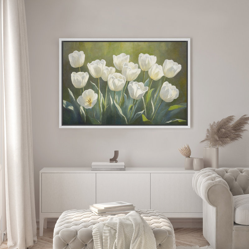 Reproduction d'art sur toile encadrée - rétro, botanique, salon, maison de campagne moderne, décor, H 16 po x l 24 po, Blanc