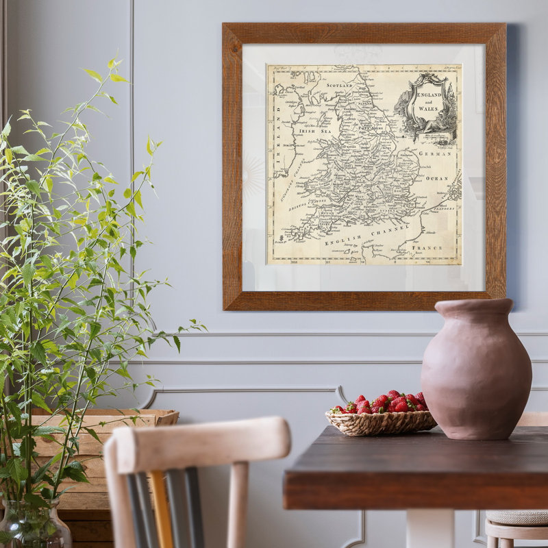 Carte de l'Angleterre et du Pays de Galles - impression d'art graphique, H 35,5 po x l 35,5 po x P 1,5 po