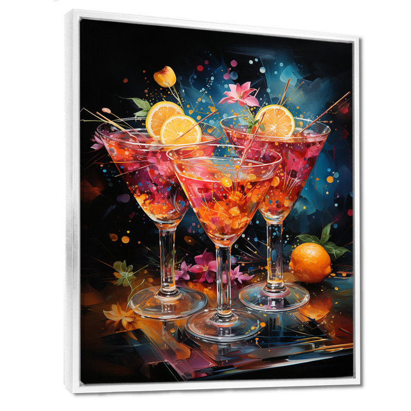 Louvene Cocktail Cocktail Confetti II - Art mural de cocktails, H 40 po x l 30 po x P 1,5 po, Cadre flottant blanc