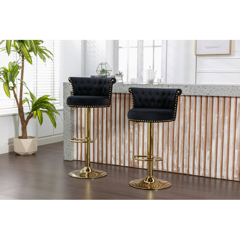 Ensemble de 2 tabourets de bar pivotants avec repose-pieds réglables avec repose-pieds pour la cuisine et la salle à manger 2PC / ENSEMBLE