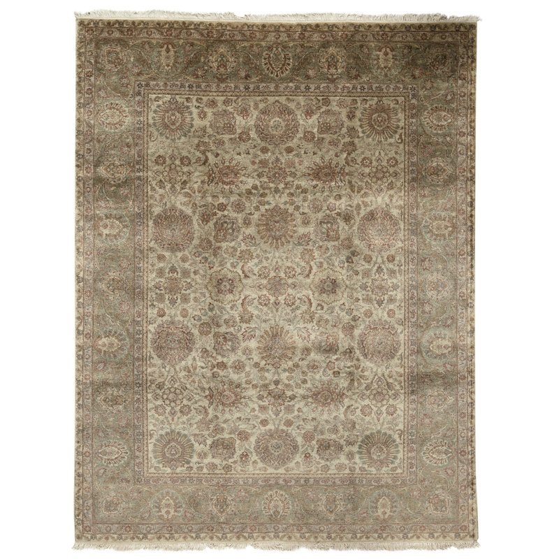 High-Quality Hand-Knotted Green Area Rug