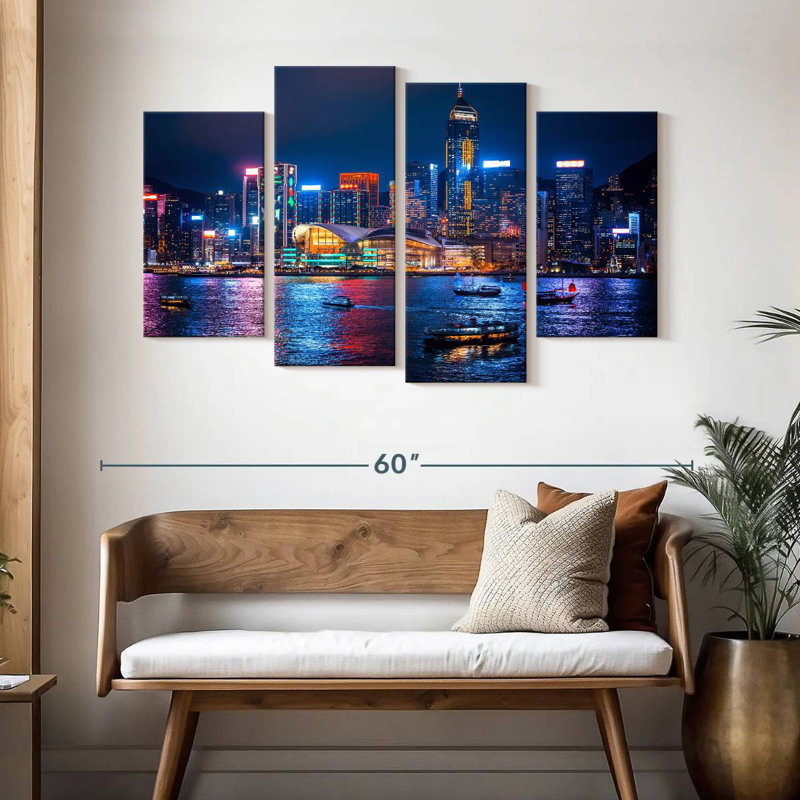 Illuminée de la ville de Hongkong, H 32 po x l 52 po