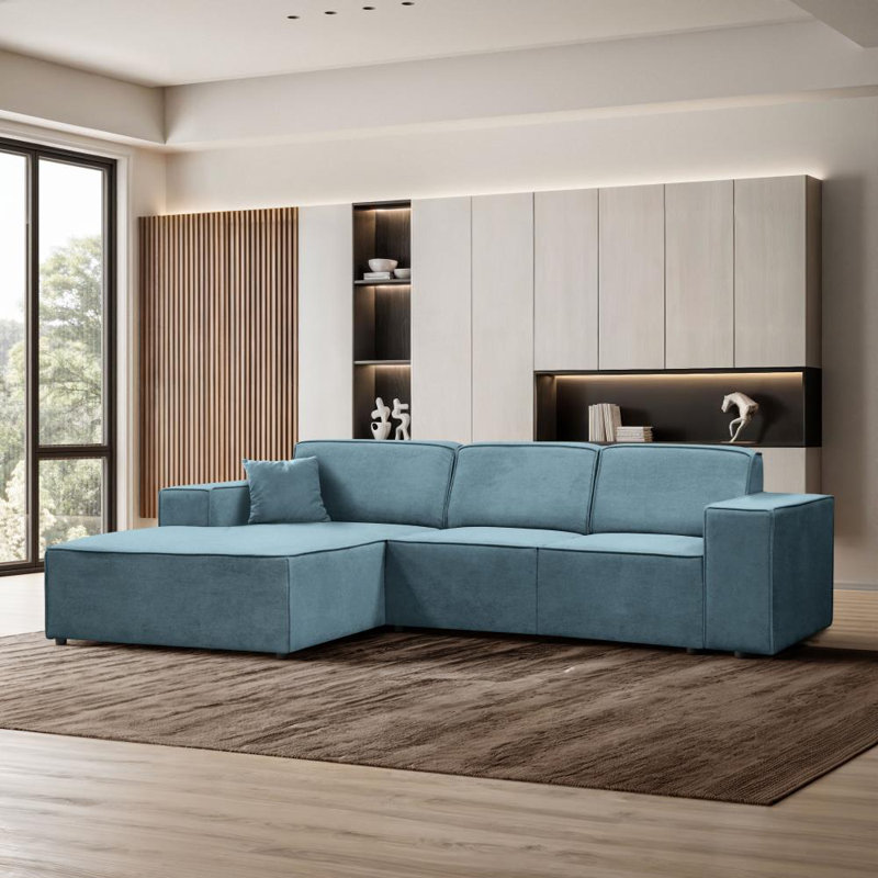 Avionna 4 Seater Sofa & Chaise, Blue, Left Hand Facing