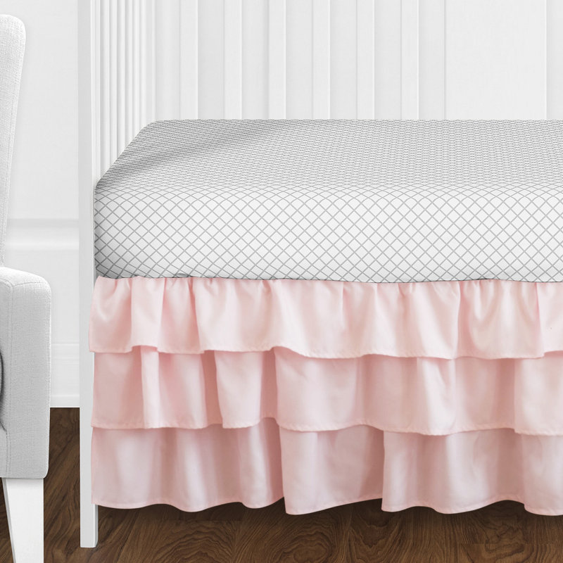 Gray and Pink Microfiber Bunny Floral 4-Piece Crib Bedding Set