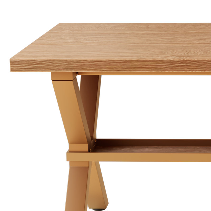 Table de salle à manger avec tablettes de rangement Kristofer, Bois de chêne