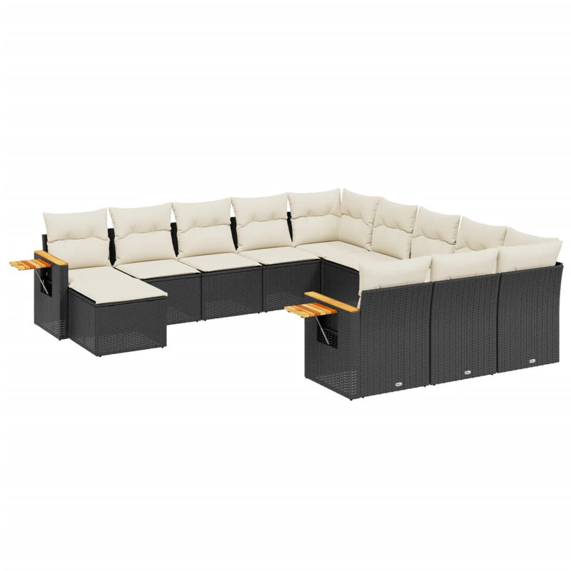 Ensemble de canapé de jardin Vidaxl, Blanc, Noir