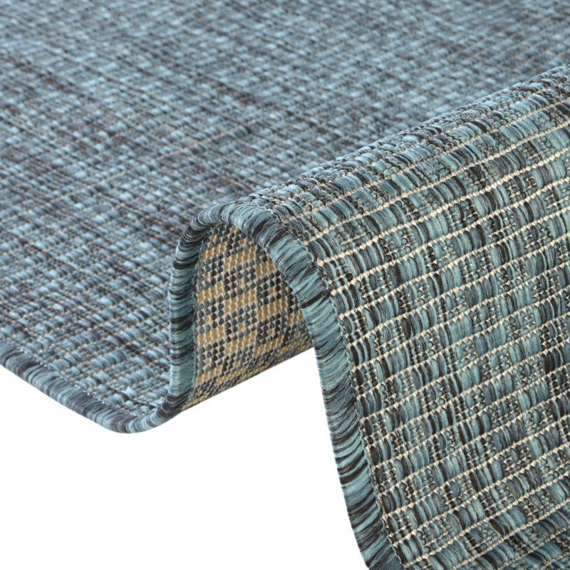 Sevim Teal Indoor / Outdoor Area Rug, Round 4'1"