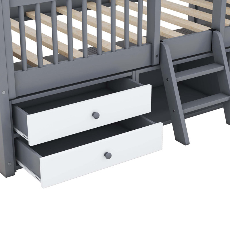 Structure de lit en bois, Simple, gris