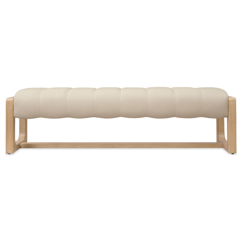 Banc rembourré en cuir véritable Banyon Bay, Crème, crème